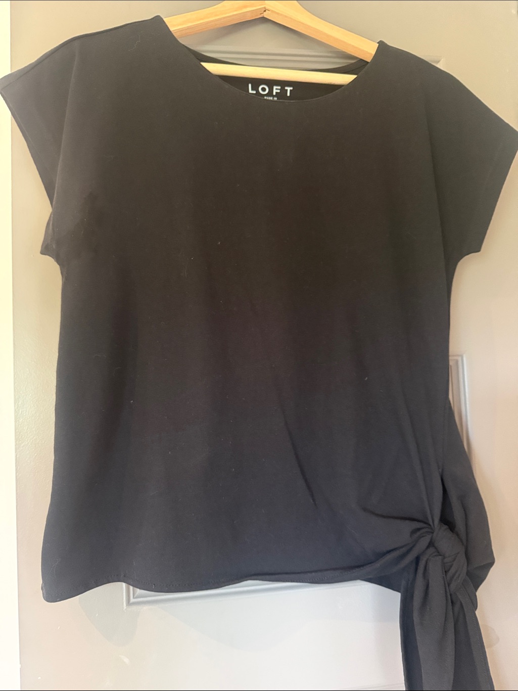 Loft Black Short-Sleeve Side-Tie Top